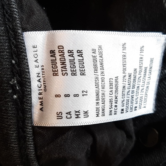 American Eagle jeans.  Black. Size 8. Stretch.Pockets. Length 39 inches - Picture 10 of 15
